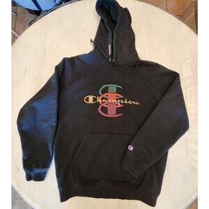 Supreme Champion Stacked C Black Hoodie Sweatshirt SZ Large